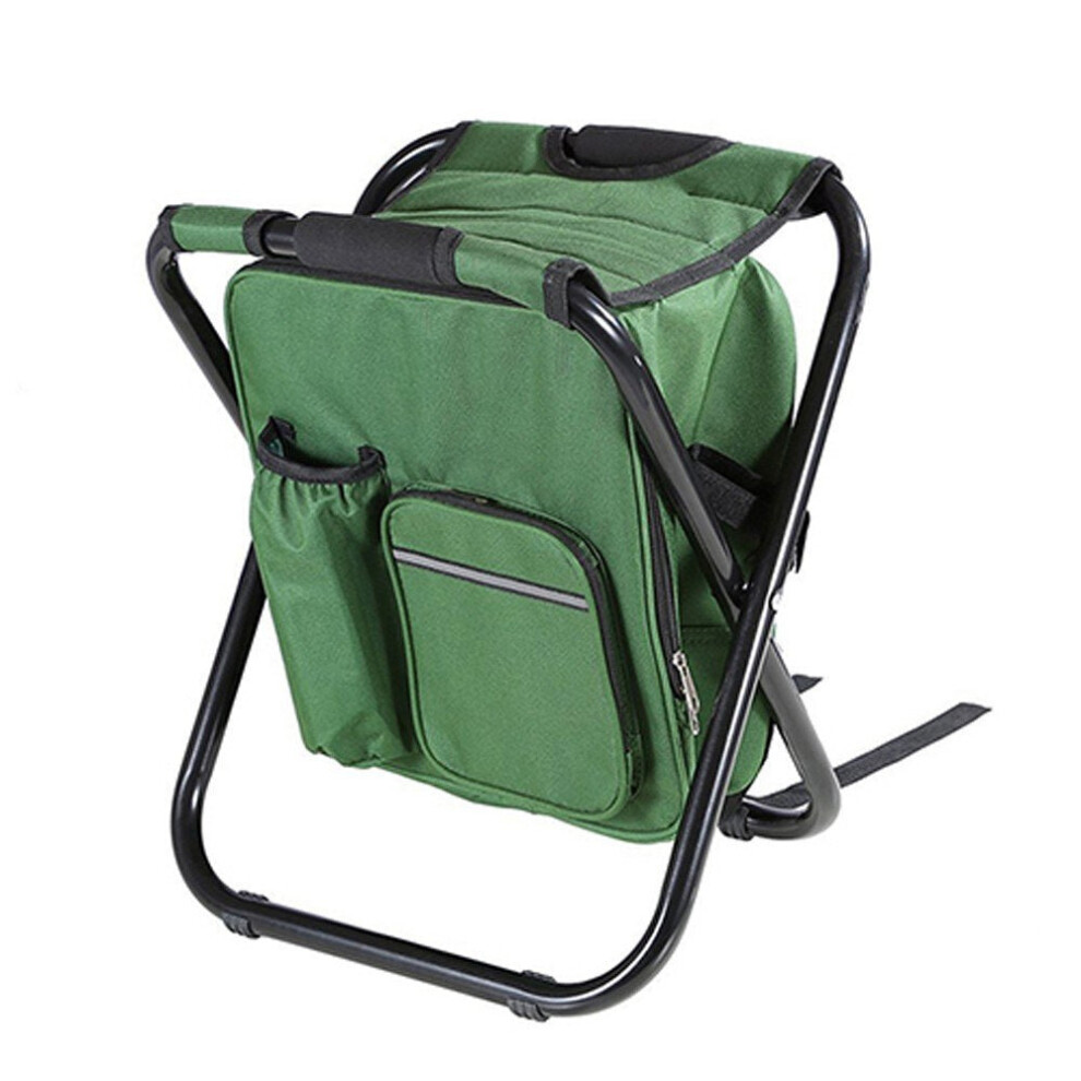(Green) Outdoor Folding Stool Portable Backpack Chair