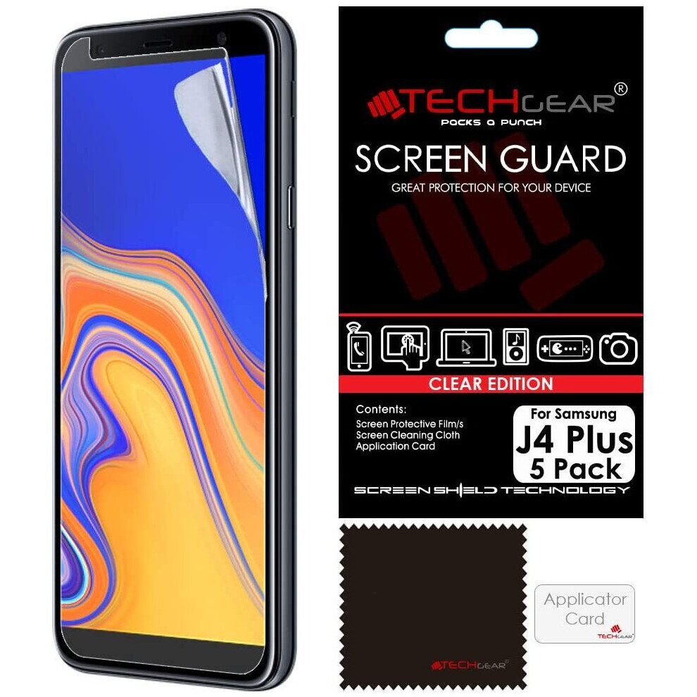 TECHGEAR [5 Pack] Screen Protectors for Samsung Galaxy J4 Plus, J4+ 2018 CLEAR LCD Screen Protectors Cover Guards Compatible...