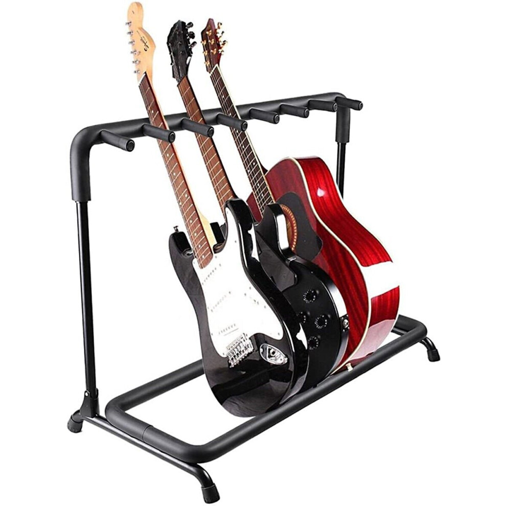 (B) Multi Guitar Stand 7 Holder Foldable Universal Display Rack for Classical Acoustic, Electric, Bass Guitar and Guitar Bag