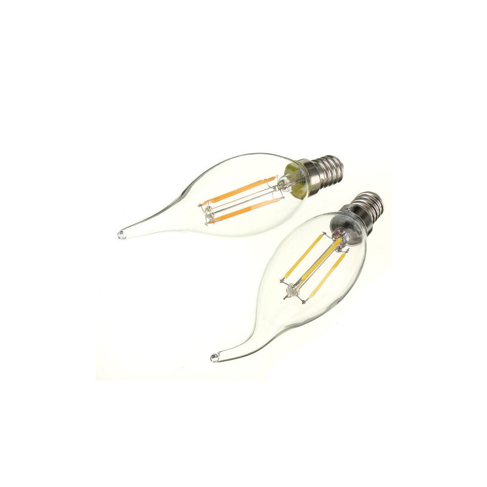 (White) E14 4W Pure/Warm White Edison Filament LED COB Flame Lamp 220-240V