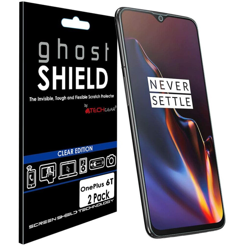 TECHGEAR [2 Pack] Screen Protectors for OnePlus 6T [ghostSHIELD Edition] Genuine Reinforced TPU Screen Protector Guard Covers...