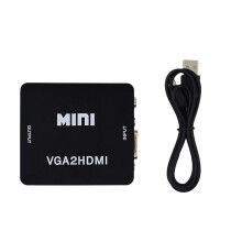 (Black) 1080P HD VGA to HDMI Converter Adapter with Audio USB Power Connector for PC Laptop to HDTV Monitor Display