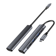 5-in-1 USB Type-C Docking Station HUB Adapter With PD 60W Power Delivery USB 2.0 USB 3.0 4K HDMI USB-C Data Transmission For PC Laptop