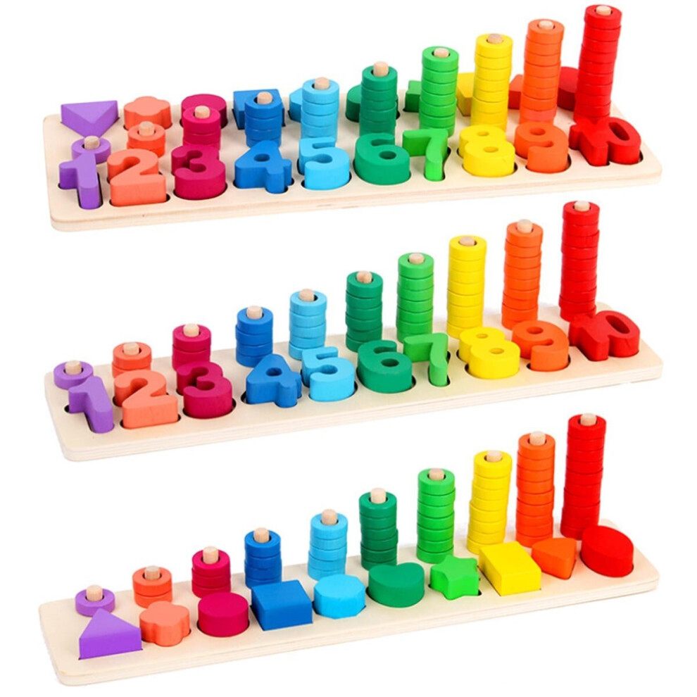 (Shape) Wooden Math Toy Board Montessori Counting Preschool Learning Toys for Children Gifts