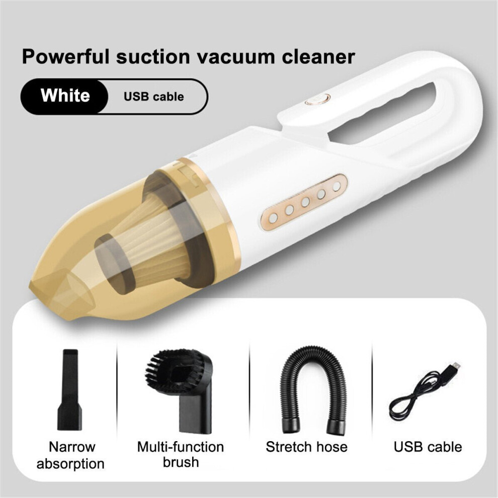 (White) Vacuum Cleaner 8000Pa Powerful Suction 120W Lightweight for Home Car Pet