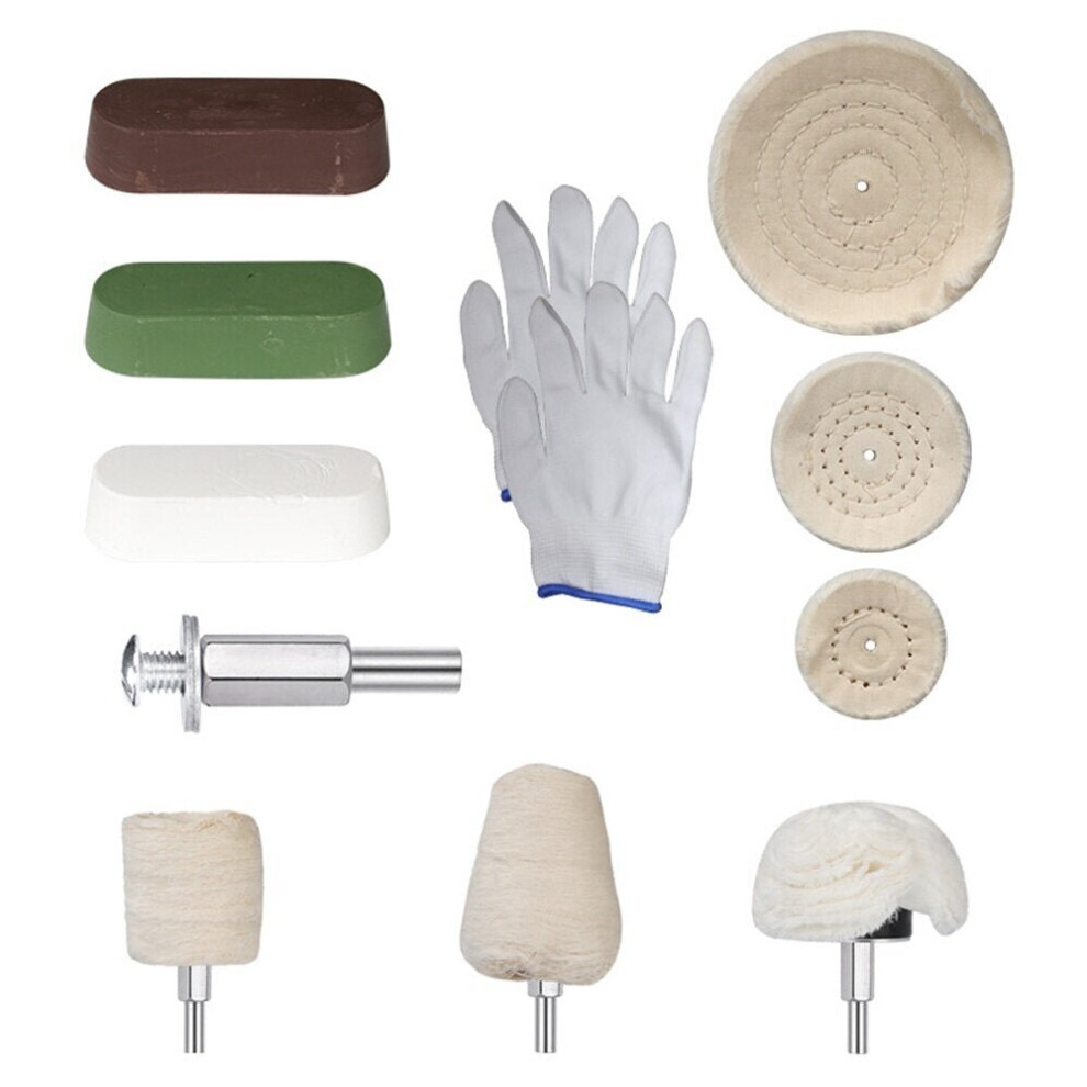 (11pcs) 10/11Pcs Polishing Wheel Set Cotton Cloth Buffing Wheel Bit 6.35mm Shank Grinding Rotary Tool Abrasive Tools