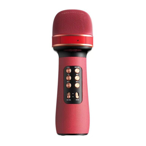 Red Wireless Bluetooth 5.0 Condenser Microphone Speaker FM Radio