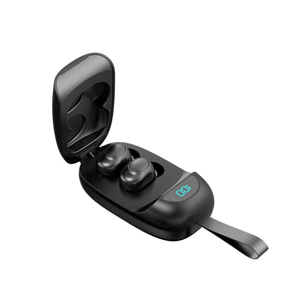 (Black) Tws Earphones Wireless Bluetooth 5.0 Headphones 8D Sound Hifi Cvc Noise Reduction Led Display Sweatproof Sports In-Ear Earbuds With Mic Black 6112212047644