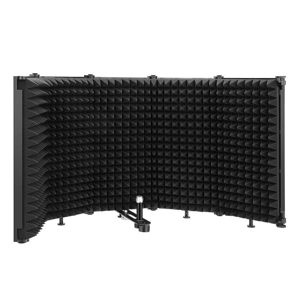 (metal5) Foldable Panels Microphone Soundproof Cover Mic Isolation Shield Noise Reduction Windproof Screen Filter for Live Recording Studio Vars