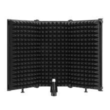(metal3) Foldable Panels Microphone Soundproof Cover Mic Isolation Shield Noise Reduction Windproof Screen Filter for Live Recording Studio Vars