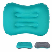 (Peacock Blue) Outdoor Travel Air Inflatable Pillow Sleep Headrest Neck Massage Folding Cushion
