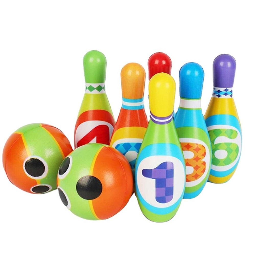 () 12PCS Cute Mini Bowling PU Soft Indoor Sport Play Games Safe Foam Kids Bowling Children Indoor Sport Family Funny Game Toy Gift