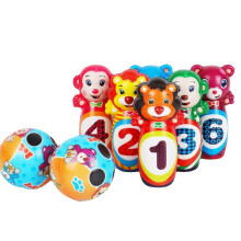 () 12PCS Cute Mini Bowling PU Soft Indoor Sport Play Games Safe Foam Kids Bowling Children Indoor Sport Family Funny Game Toy Gift