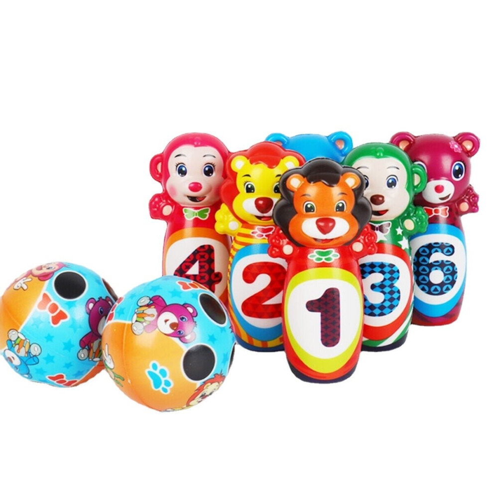 () 12PCS Cute Mini Bowling PU Soft Indoor Sport Play Games Safe Foam Kids Bowling Children Indoor Sport Family Funny Game Toy Gift