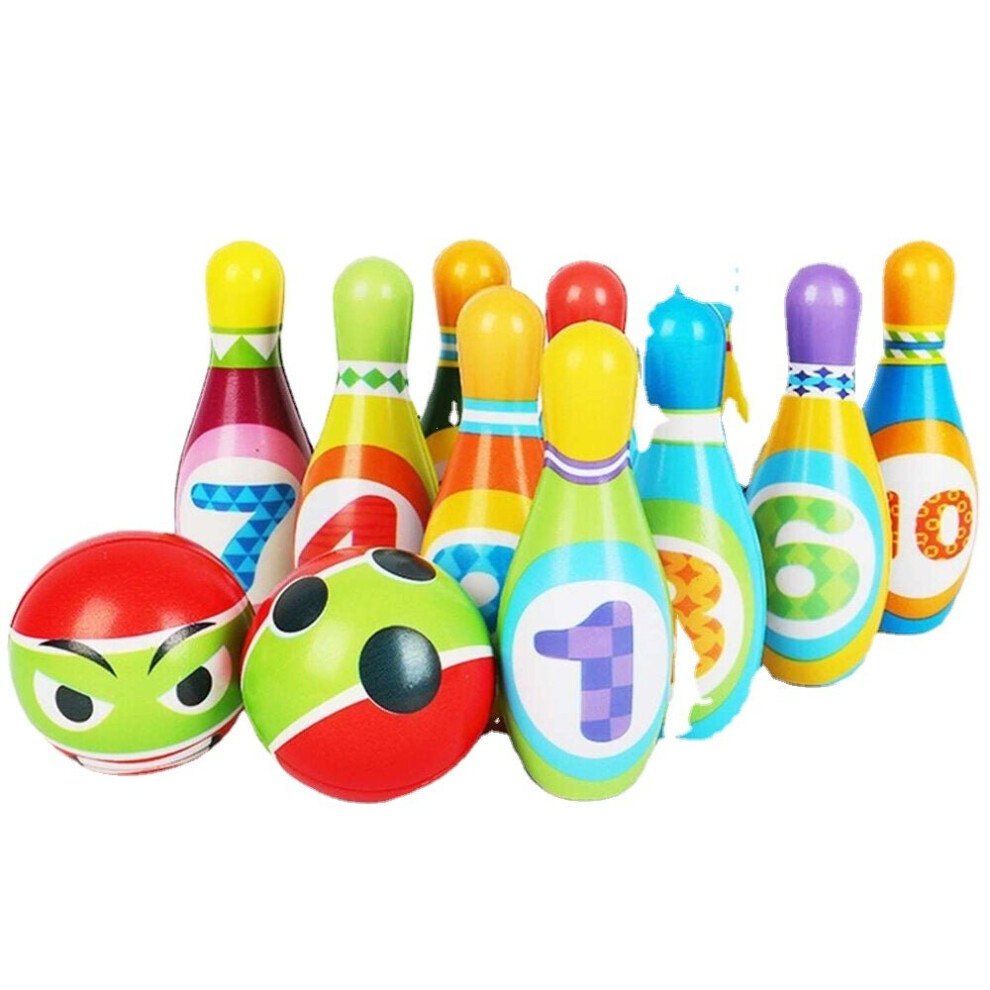 () 12PCS Cute Mini Bowling PU Soft Indoor Sport Play Games Safe Foam Kids Bowling Children Indoor Sport Family Funny Game Toy Gift