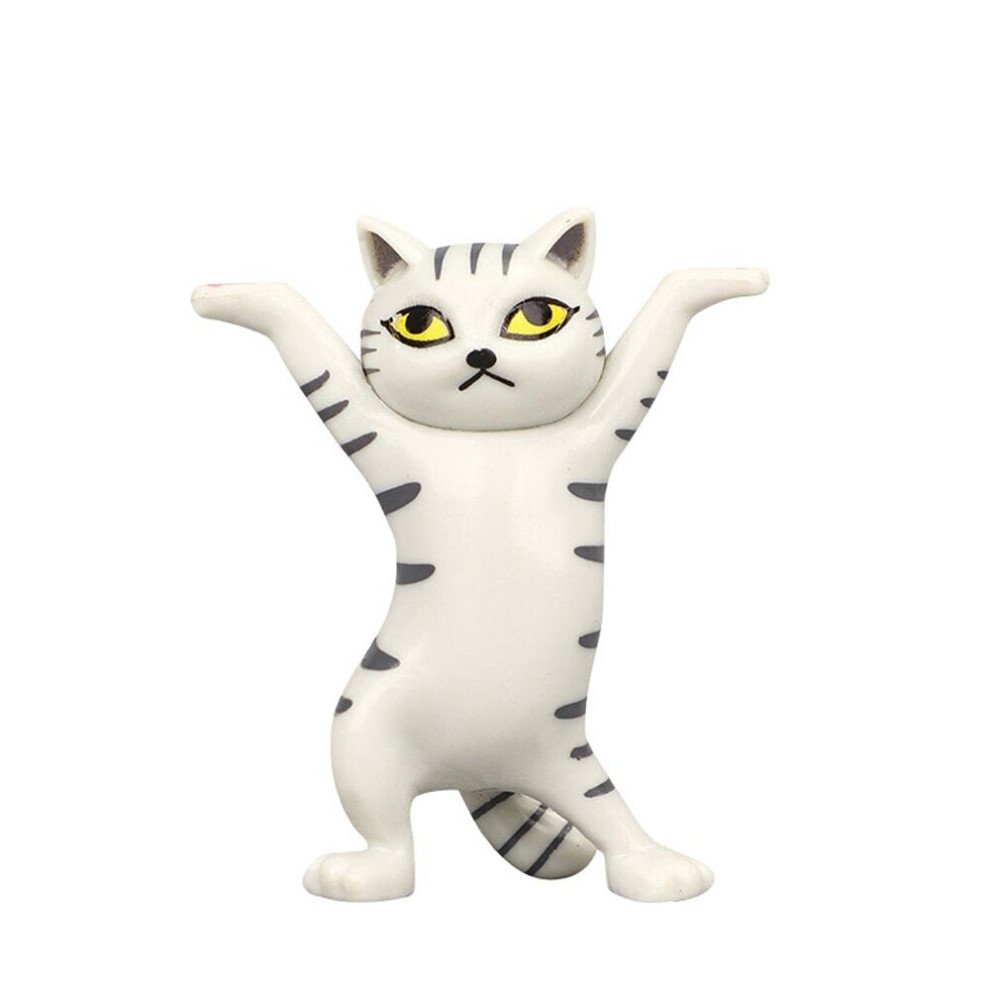 (Grey) 1 PC Cartoon Dancing Cat Figure Doll Figurines Handmade Enchanting Kittens Toy for Office Pen Holder