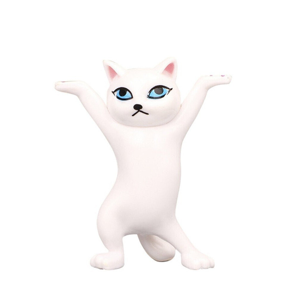 (White) 1 PC Cartoon Dancing Cat Figure Doll Figurines Handmade Enchanting Kittens Toy for Office Pen Holder