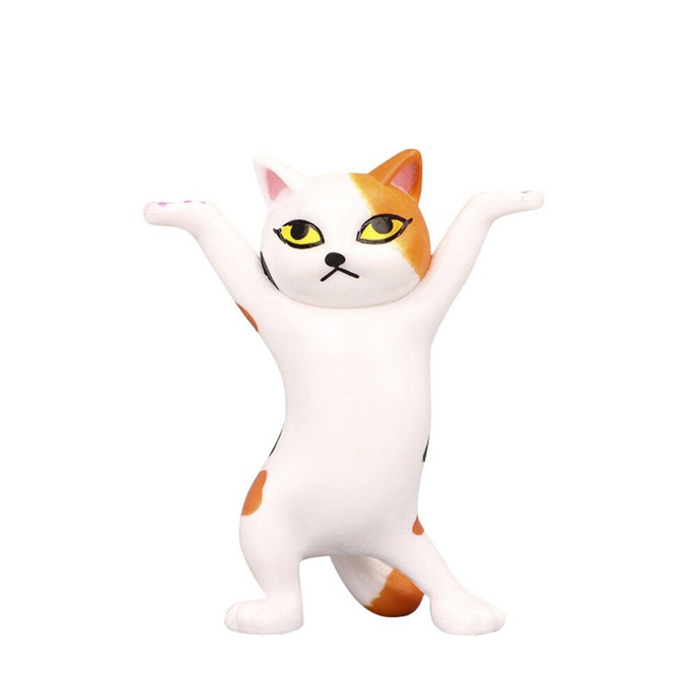 (White+Orange) 1 PC Cartoon Dancing Cat Figure Doll Figurines Handmade Enchanting Kittens Toy for Office Pen Holder