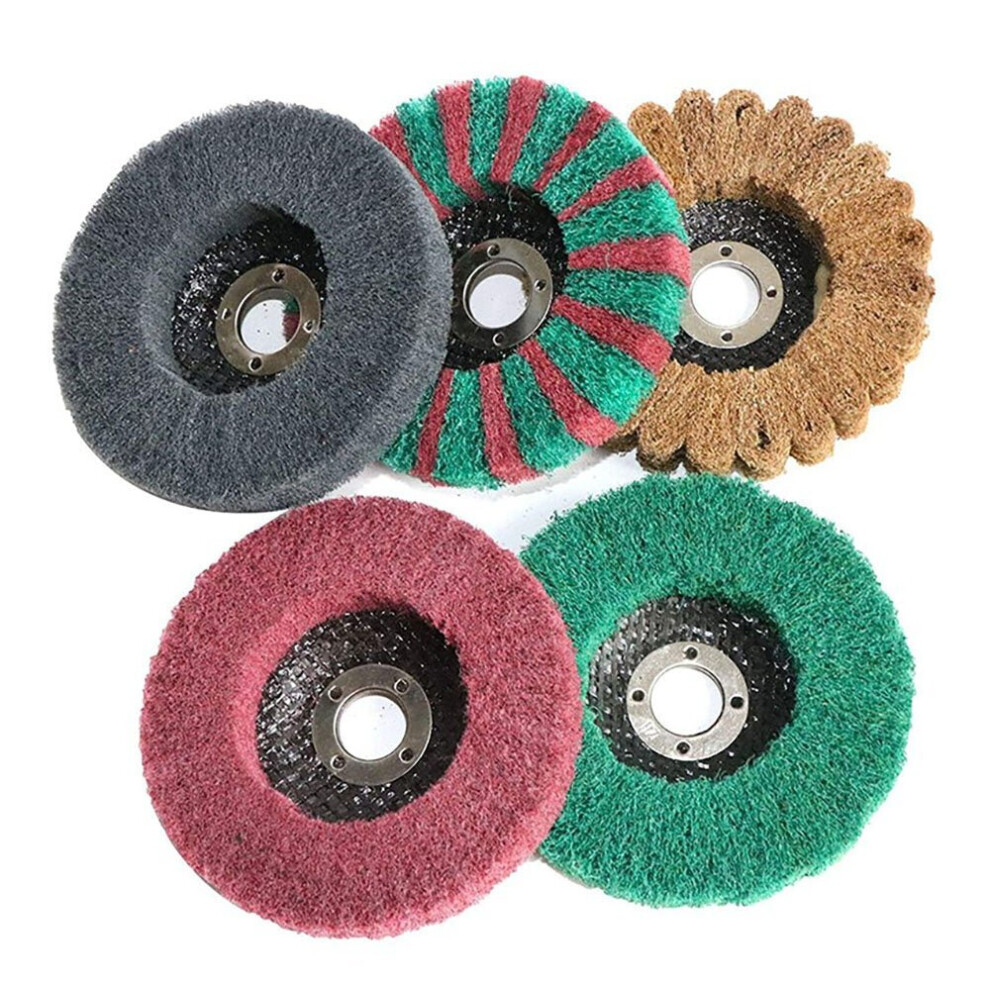 5Pcs 4 Inch Nylon Fiber Disc Grinding Wheel Set 120-600 Grit Assorted Sanding Grinding Buffing Wheels for Angle Grinder