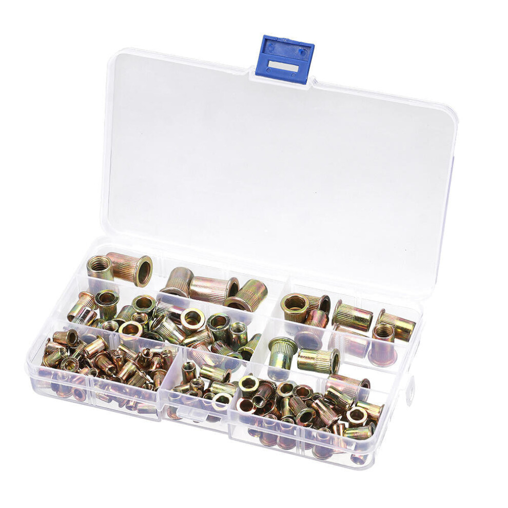 115Pcs Mixed Zinc Plated Rivet Nut Rivnuts Blindnuts Nutserts M4-M10 Nut Insert Rivet Assortment Kits