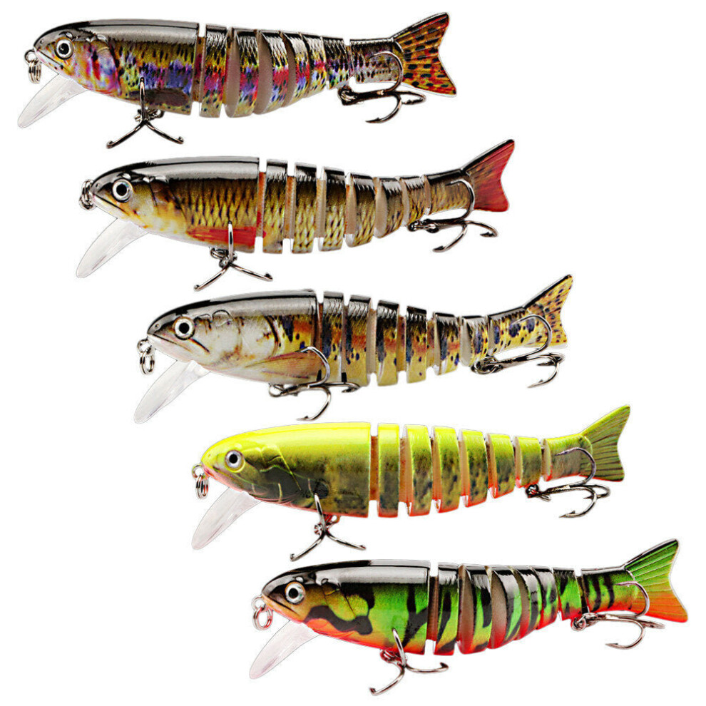 5 Pcs Multi-section Sinking Wobbler Fishing Lures Artificial Plastic Bait Crank Bait Fishing Tackle