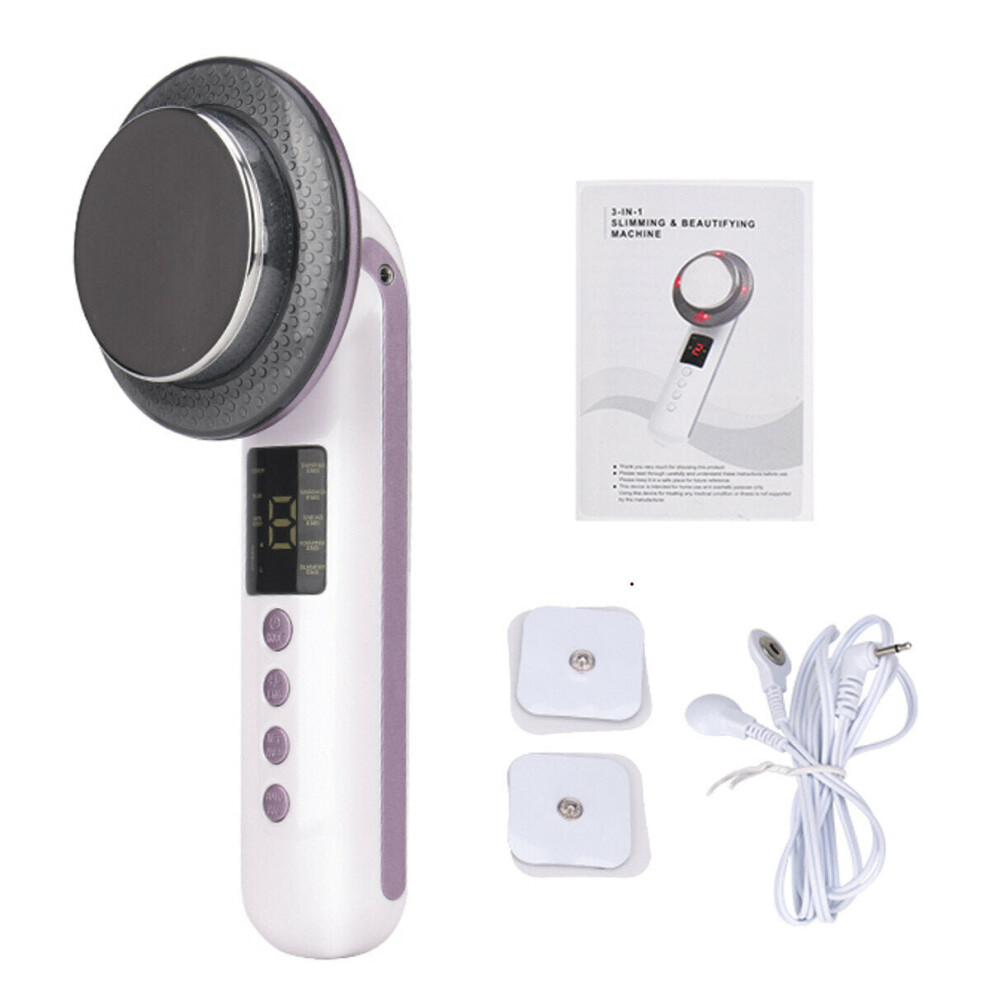 (Purple, US Plug) Ultrasonic Cavitation Body Slimming Massager LED Anti Cellulite Fat Burner