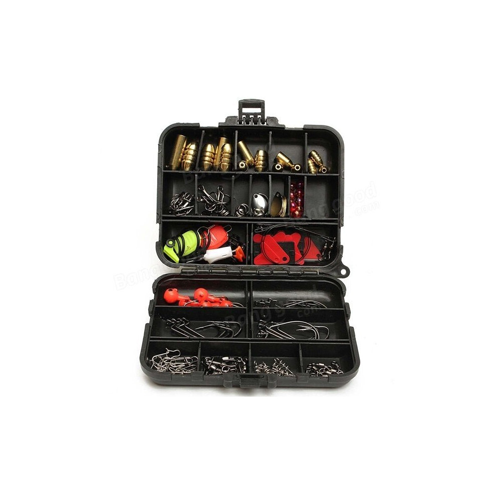 128pcs Fishing Lures Hooks Baits Black Tackle Bo* Full Storage Case Tool Set