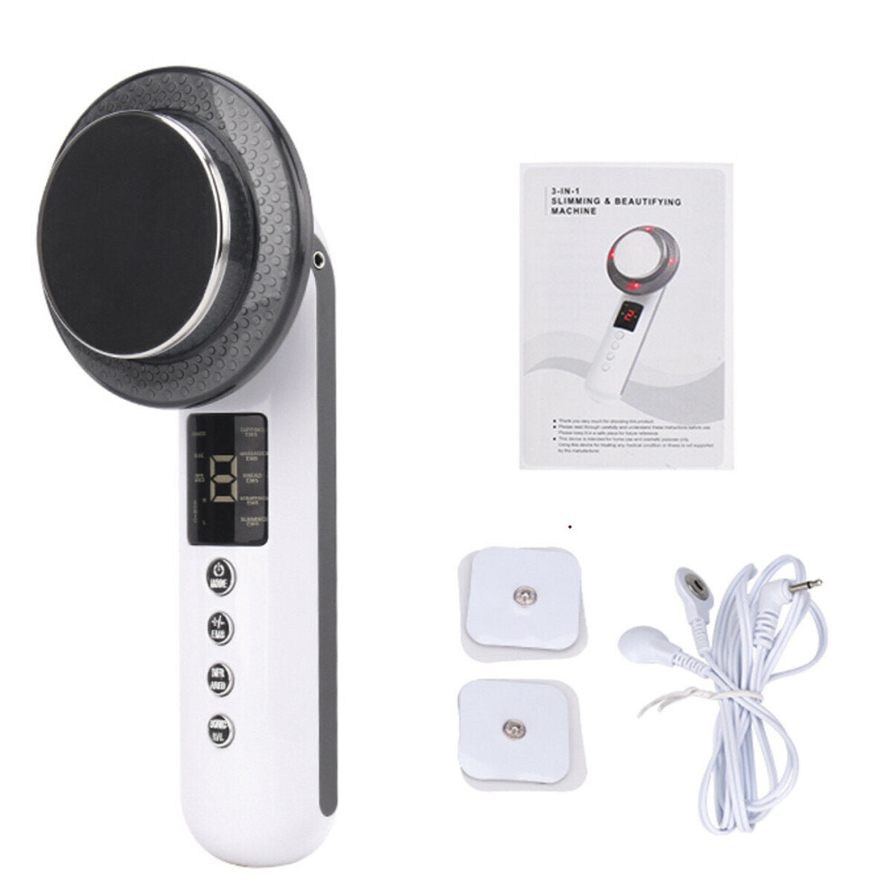 (Black, EU Plug) Ultrasonic Cavitation Body Slimming Massager LED Anti Cellulite Fat Burner