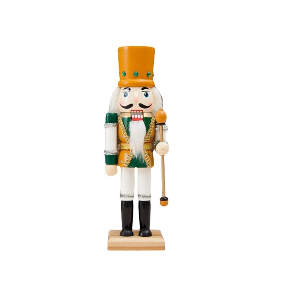 (Yellow) 25cm Wooden Nutcracker Doll Soldier Vintage Handcraft Decoration Gifts