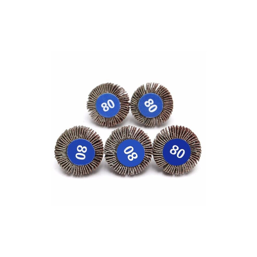 5pcs 80 Grit 4mm Shank Grinding Sandpaper Flap Wheel Sanding Discs For Rotary Tools