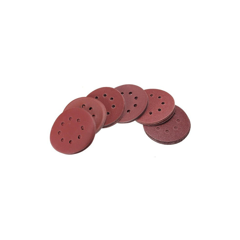 60Pcs 5 Inch 8-hole Hook Loop Sanding Discs Sandpaper 60/80/120/180/240/320 Grit