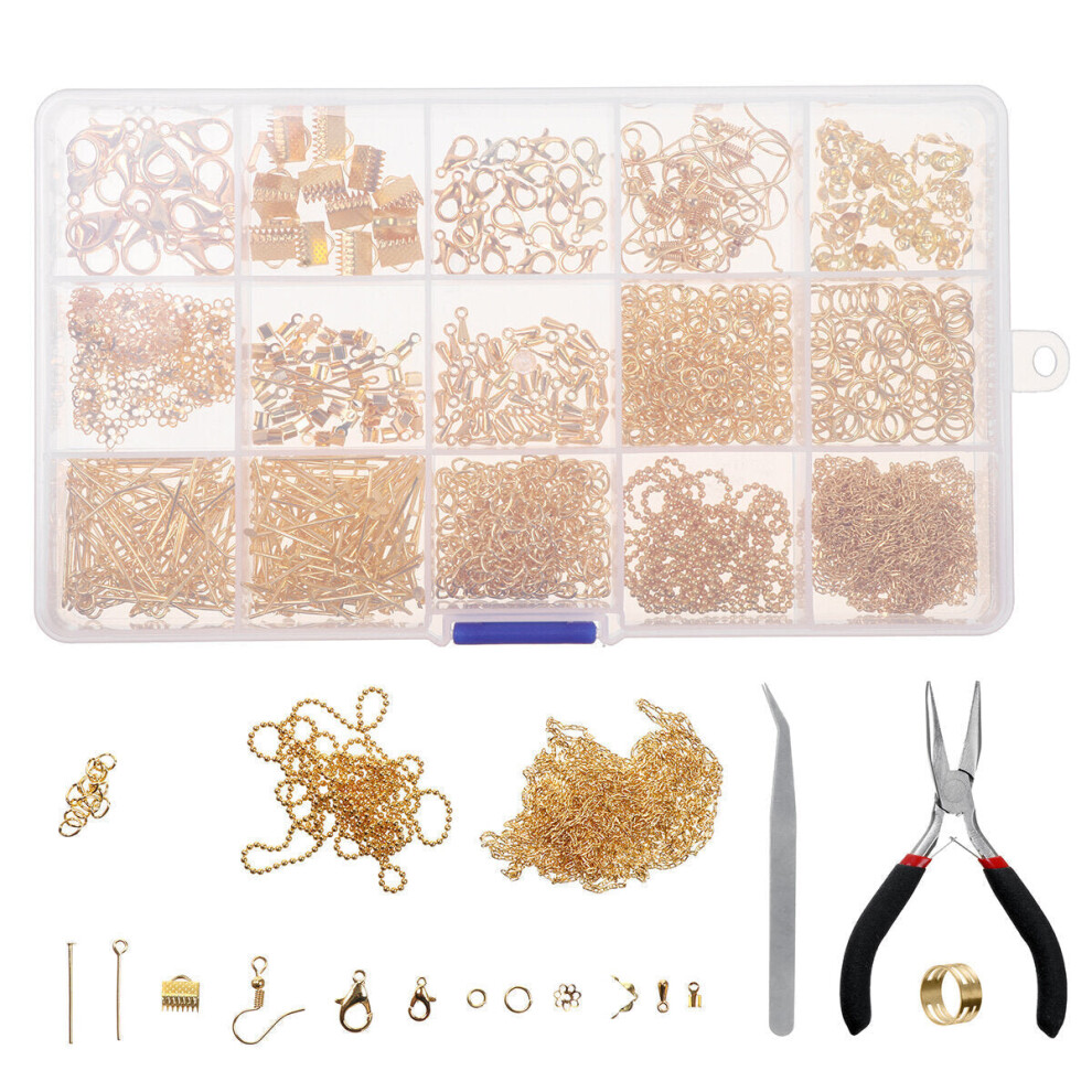 (Gold) 870pcs Gold/Silver/Bronze Repair Metal Tools DIY Craft Supplies Jewelry Making