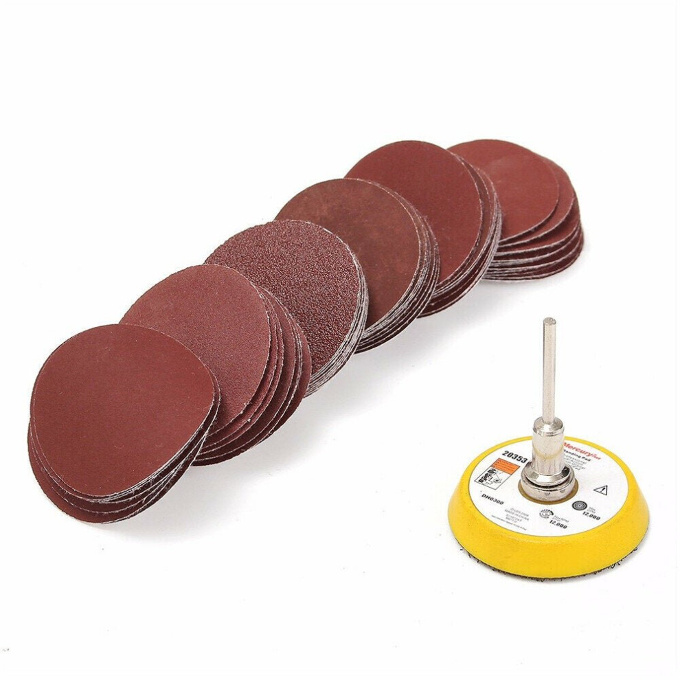 2 Inch 50mm Hook and Loop Sanding Pad 3mm Shank with 60pcs Sandpaper