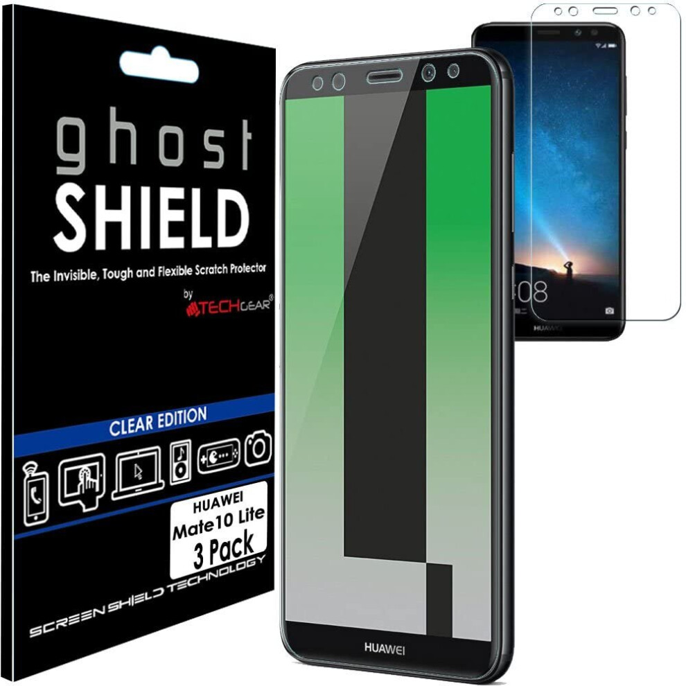 TECHGEAR [3 Pack] Screen Protectors to fit Huawei Mate 10 Lite [ghostSHIELD Edition] Genuine Reinforced Flexible TPU Screen...