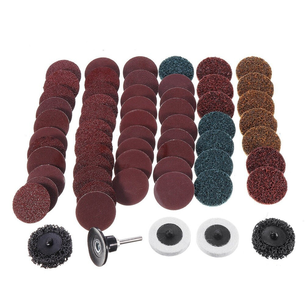 60Pcs 50Mm Mix Sanding Disc Set 2 Inch Roll Lock Surface Coarse Sandpaper Pad With Holder 6112211919652