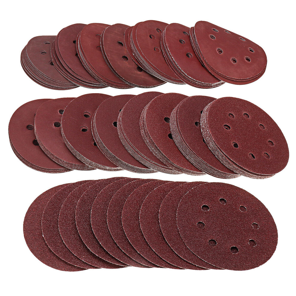 160Pcs 5 Inch 8-Hole Hook Loop Sanding Discs 40-2000 Grit Orbital Sander Sandpaper