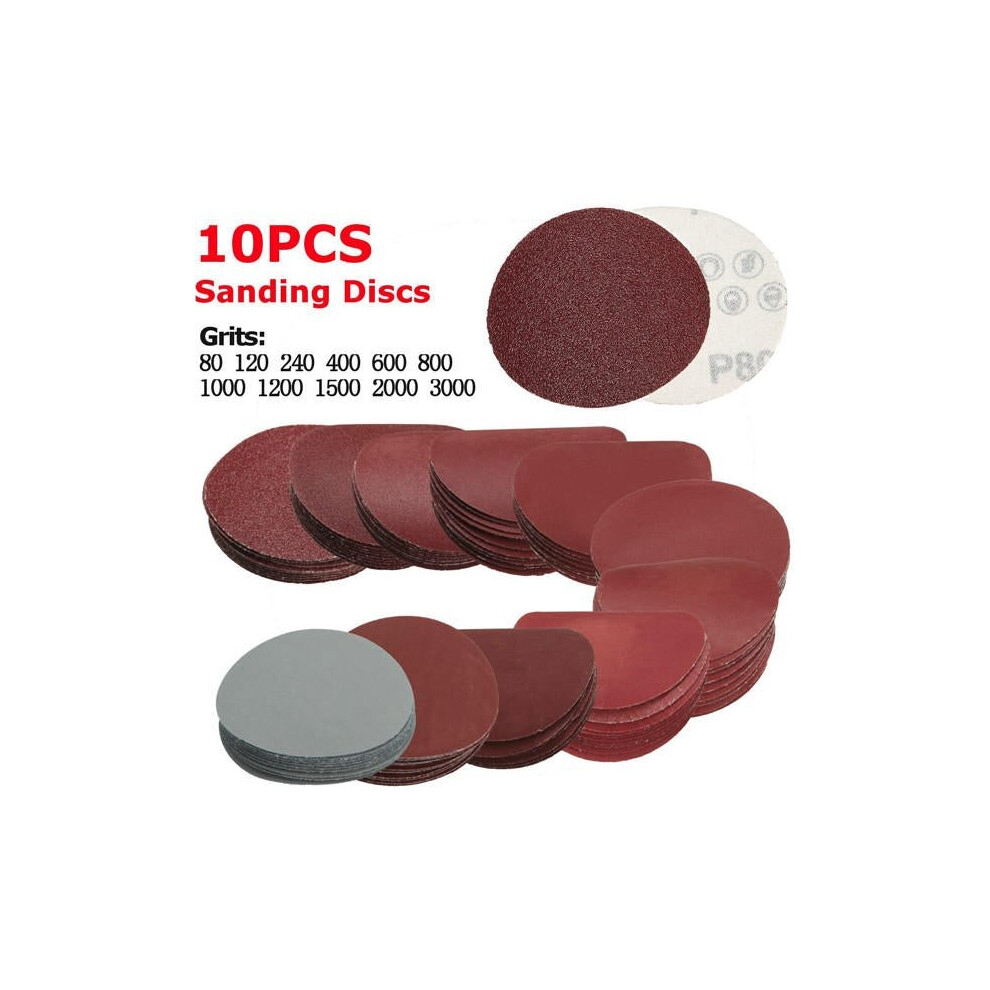 (120#) 10pcs 3 Inch Sanding Discs 75mm Sander Discs 80-3000 Grit Sanding Polishing Pads Set