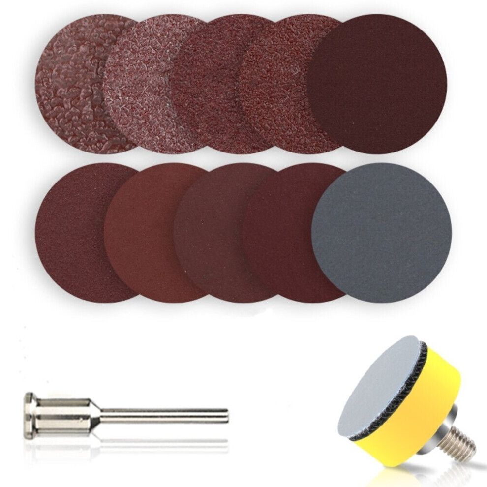 102pcs 80-3000 Grit 25mm Sanding Disc with 3.175mm Shank Adapter Abrasives Hook and Loop Backer Plate Sandpaper