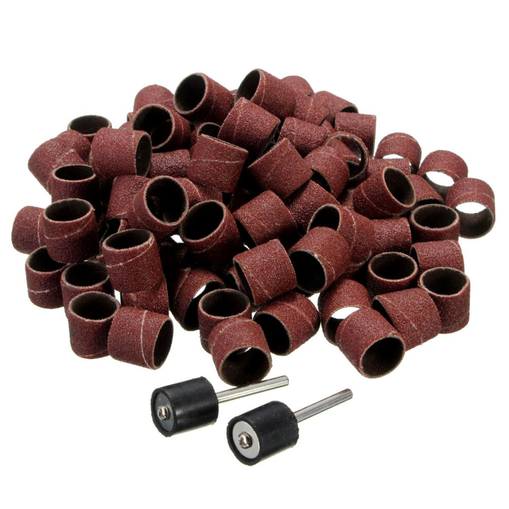 100Pcs 1/2 Inch Sanding Sandpaper Sleeves With 2 Mandrels 3654659275370