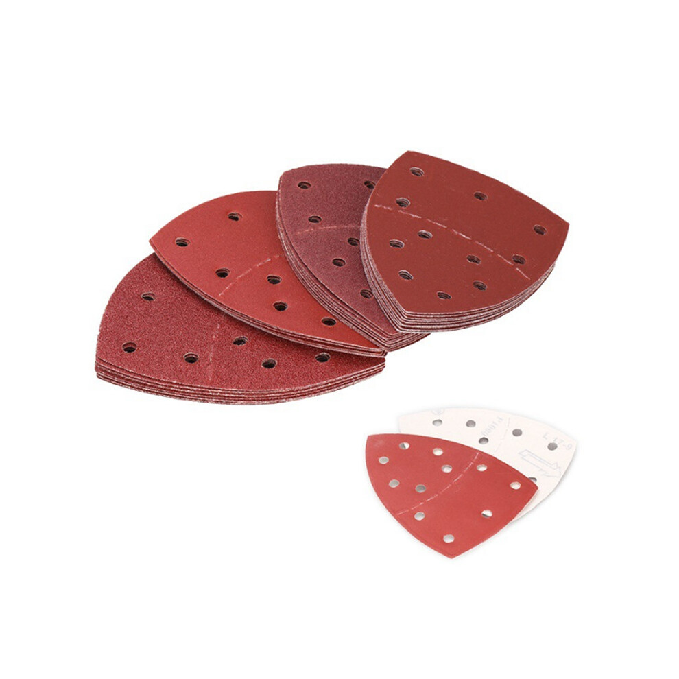 40pcs 152*105 11 Hole Triangle Palm Type Separation Sandpaper Pads Set 40/60/80/120/180 Grit Sander Disc Abrasive Fit Polishing Tools