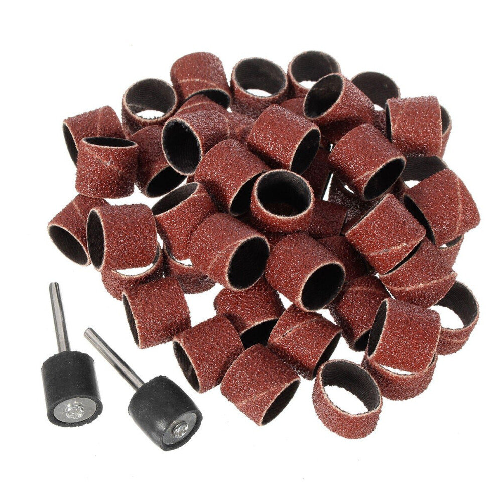 (600#) 100Pcs 80-600 Grit Sanding Sandpaper Sleeves with 2 Sanding Drum Mandrels Fit Dremel Rotary Tools