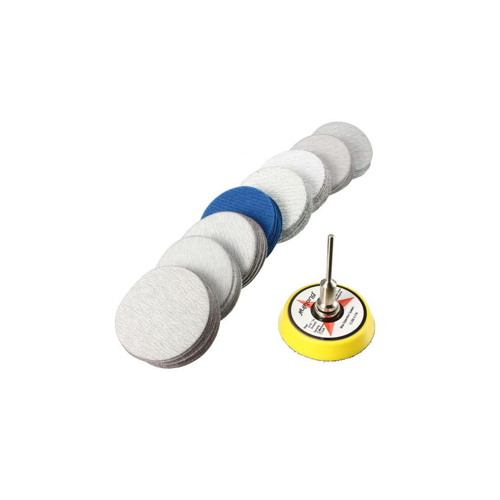 (2 Inch) 2/3 Inch Hook And Loop Sanding Pad 3Mm Shank With 80Pcs 80 To 7000 Grit Sand Paper 3654659292025