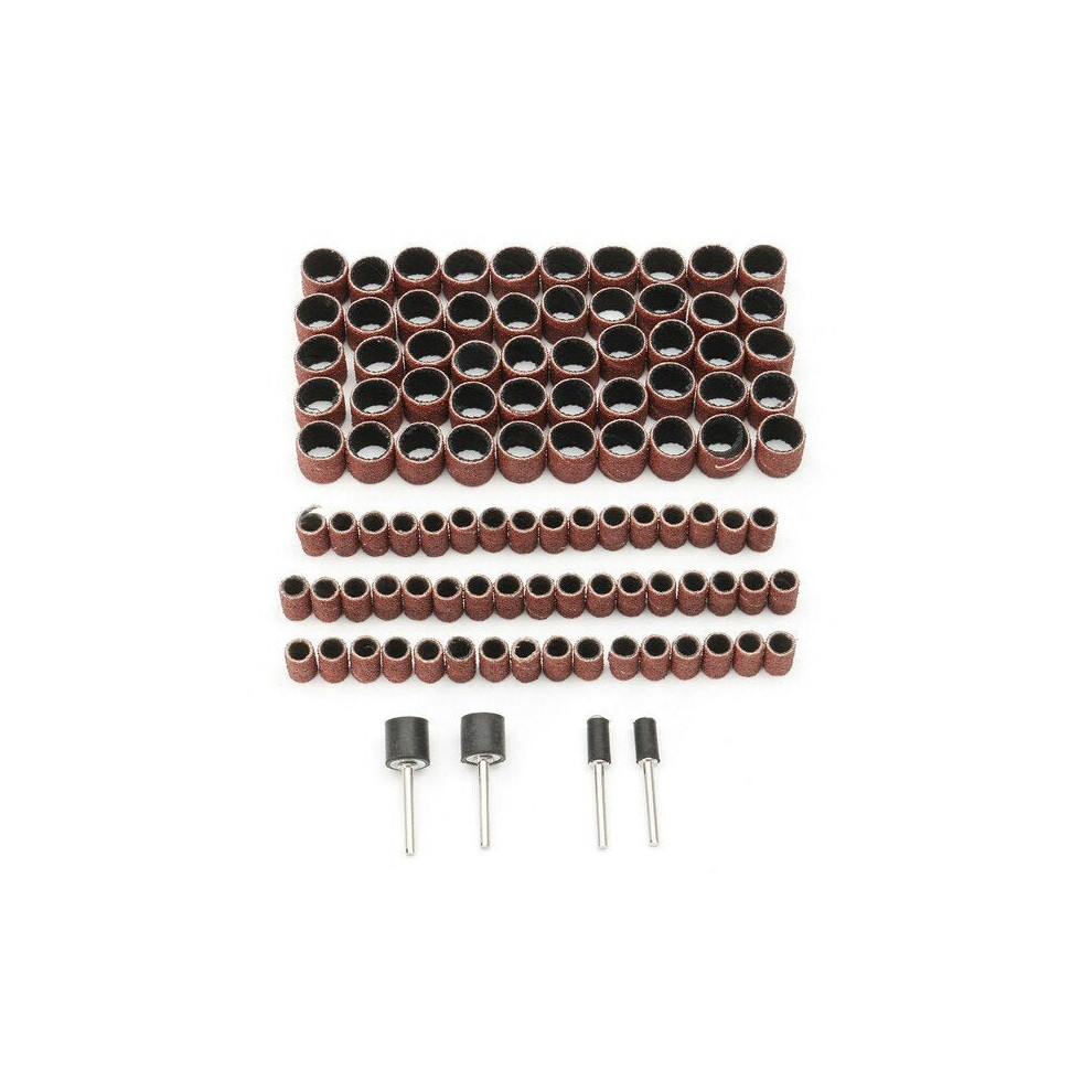100Pcs 1/4 1/2 Inch Sanding Sandpaper Sleeves With 4 Mandrels For Dremel Rotary Tool 3654659275387