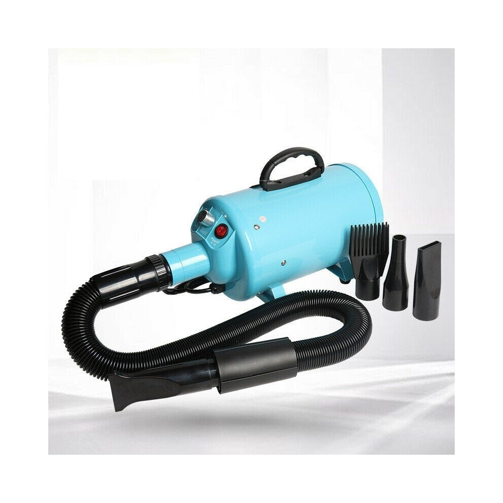 (Blue) 2000W Pet Hair Dryer 4 Kind of Heads Thickered Filter Element&Air Outlet Pipe Mute Operation for Cat Dog