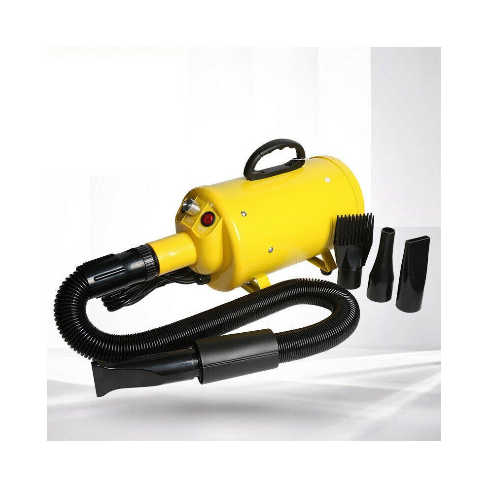 (Yellow) 2000W Pet Hair Dryer 4 Kind of Heads Thickered Filter Element&Air Outlet Pipe Mute Operation for Cat Dog