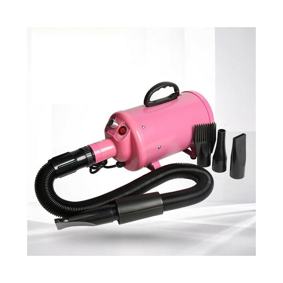 (Pink) 2000W Pet Hair Dryer 4 Kind of Heads Thickered Filter Element&Air Outlet Pipe Mute Operation for Cat Dog