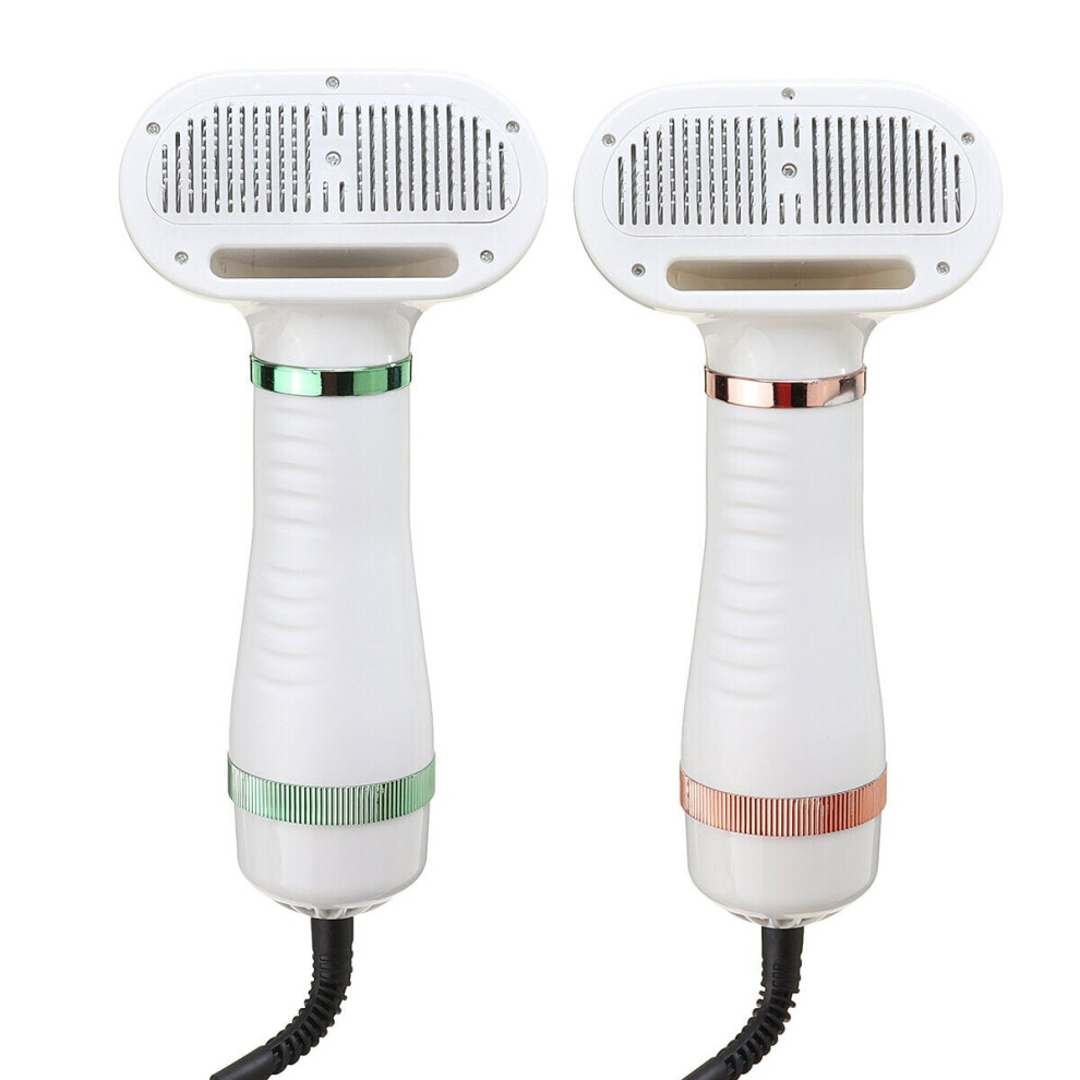 (Gold) 3 Heat Settings 2 in 1 Professional Pet Grooming Comb Brush Hair Dryer Blower One Button Hair Removal Dog Dryer