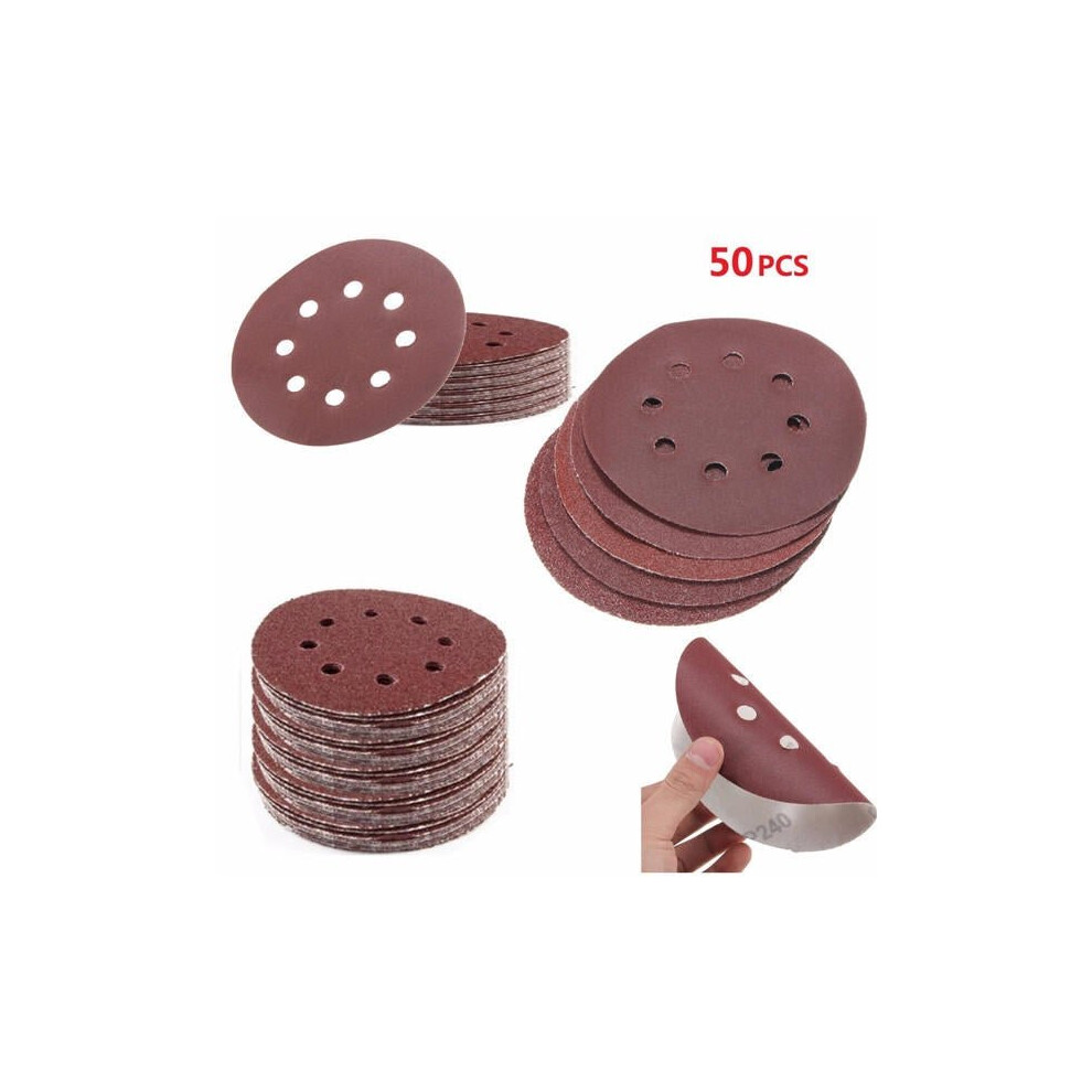 50Pcs 8 Holes Abrasive Sand Discs Sanding Paper 40 60 80 120 240 Grit Sand Paper