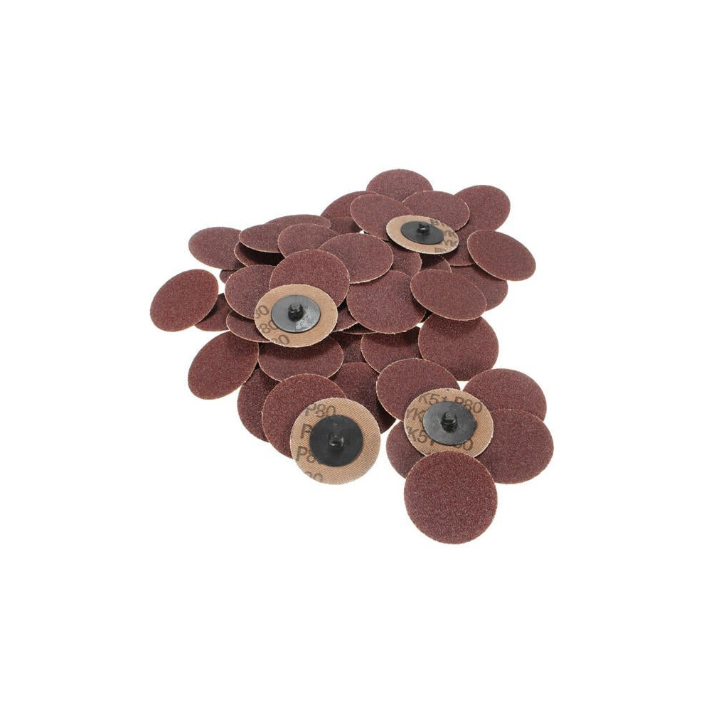 50pcs 2 Inch 80 Grit Roll Lock Sanding Disc Abrasive Pads