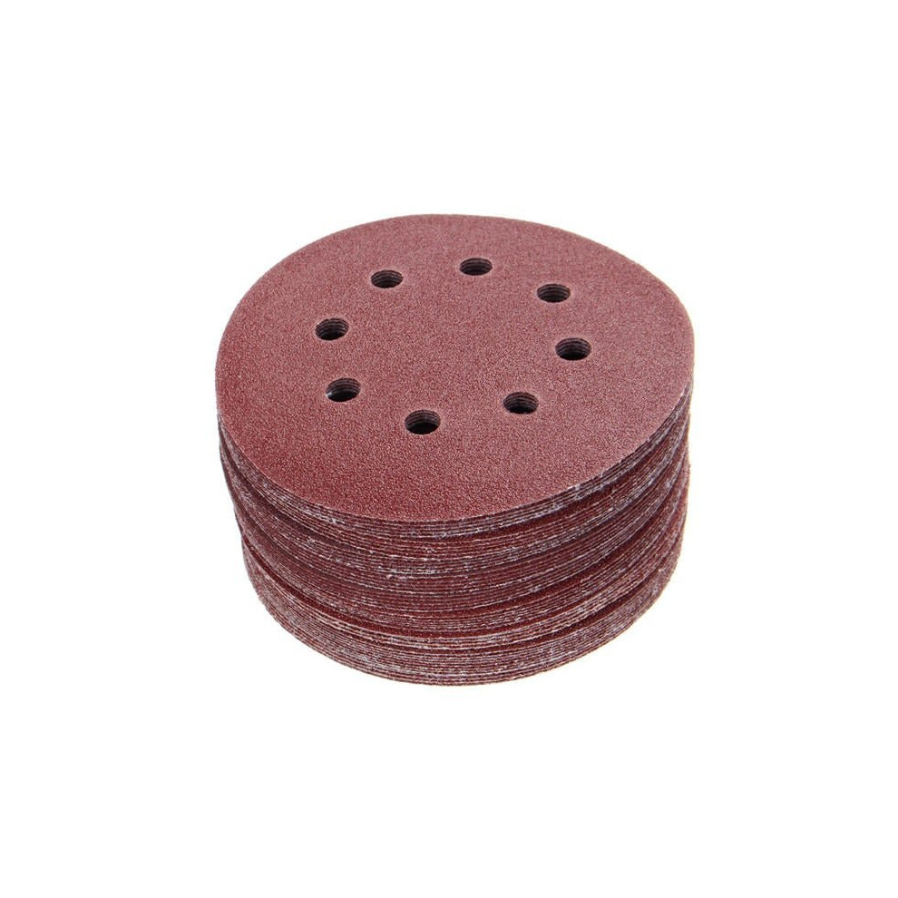 50pcs 125mm 8 Holes Hook Loop Sanding Discs 40/60/80/100/120 Grit Sander Pad Set